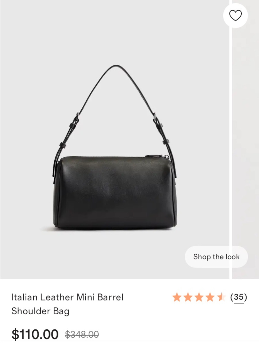 Quince Black Italian Leather Mini Barrel Shoulder Bag